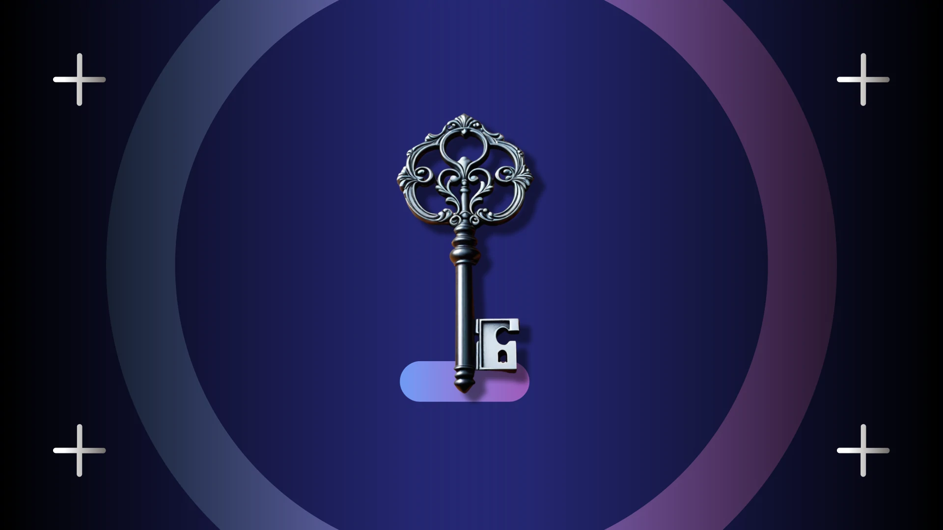 a silver key in the centre surround by a circle